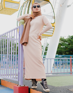 Ribbed Basic Maxi Dress in Beige