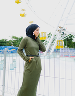 Ribbed Basic Maxi Dress in Olive