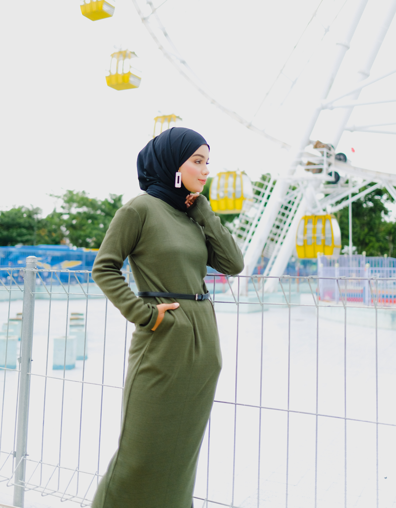 Ribbed Basic Maxi Dress in Olive
