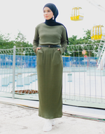 Ribbed Basic Maxi Dress in Olive