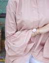 Bell-Sleeve High Low Shirt in Cream