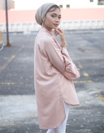 Bell-Sleeve High Low Shirt in Cream
