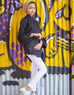 Bell-Sleeve High Low Shirt in Black