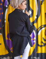 Bell-Sleeve High Low Shirt in Black