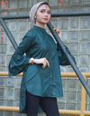 Bell-Sleeve High Low Shirt in Emerald Green