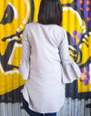 Bell-Sleeve High Low Shirt in Silver Grey