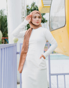 Ribbed Flounce Maxi Dress in White