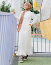 Ribbed Flounce Maxi Dress in White